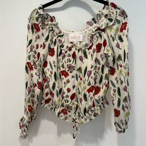 Stone Cold Fox floral off the shoulder top with drawstring size Small